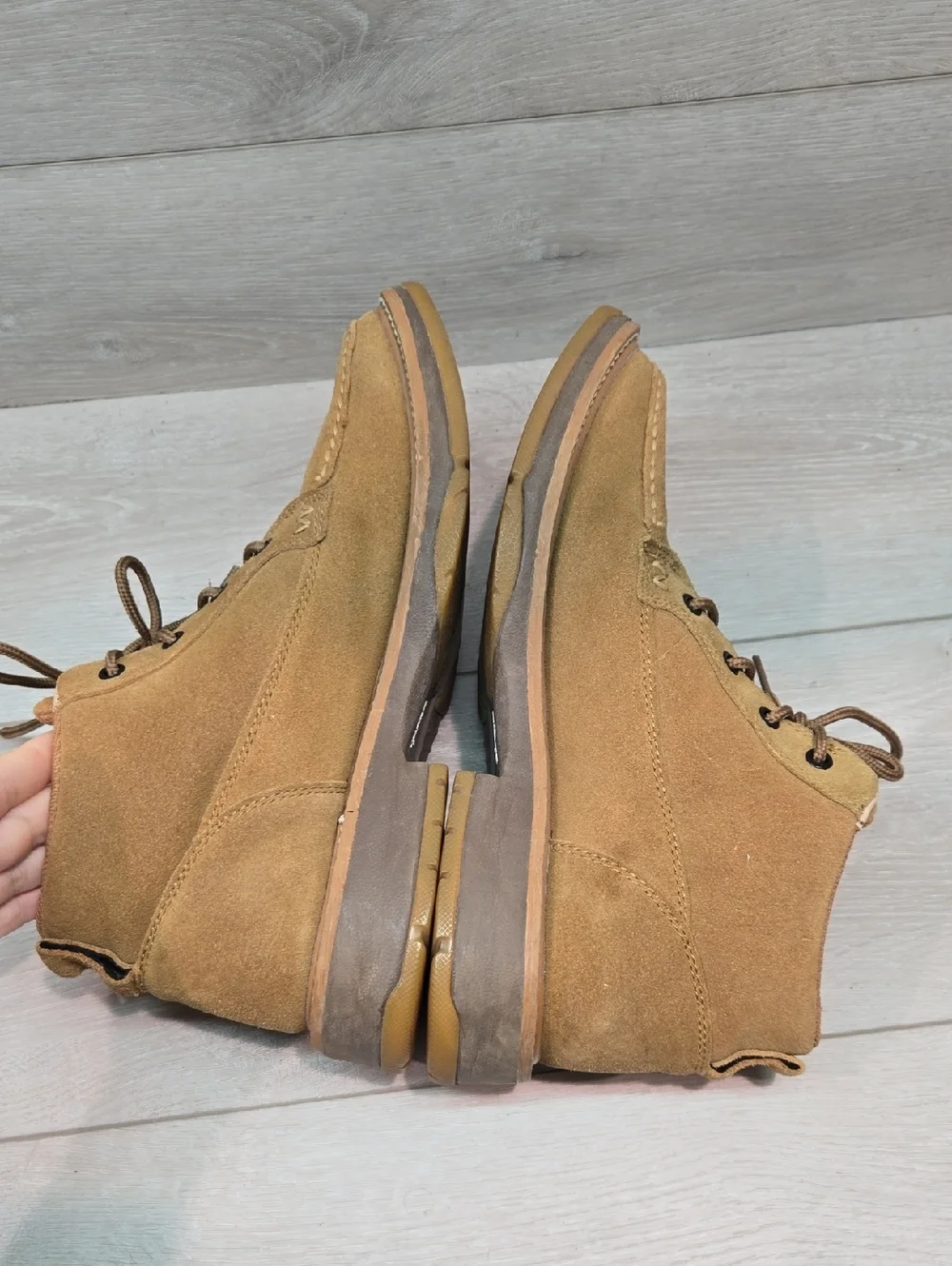 Vintage Wrangel Men's Suede Moc Square Toe Lace-Up Boots in Chestnut Sz 8.5M